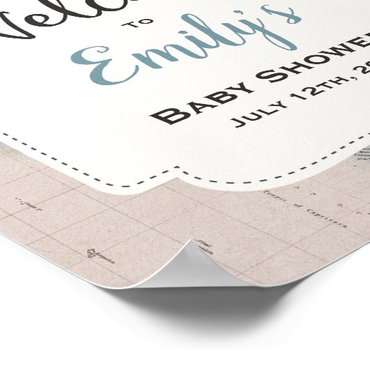 冒険が始まる赤ちゃんシャワー歓迎サイン ポスター (角)