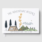 冒険が始まる | キャンプをテーマにした退職 ゲストブック (正面)