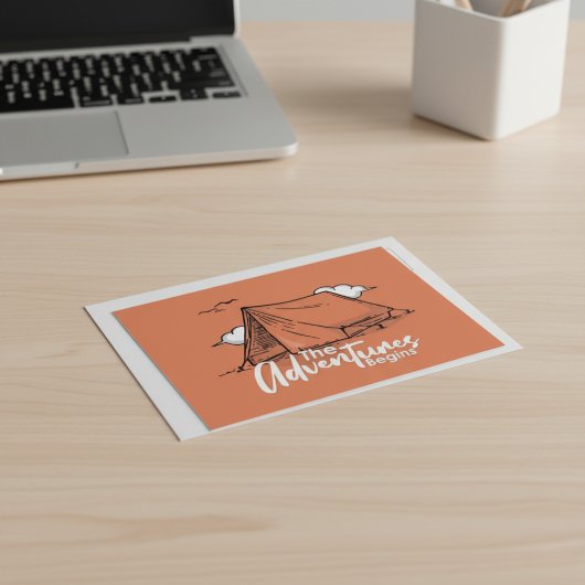 「冒険が始まる」キャンプ素朴はがき ポストカード