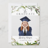 冒険が始まる ゴールド スクリプト グリーンネリー 卒業 招待状 (裏面)