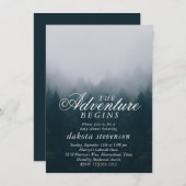 冒険が始まる |スモークフォレストフォグベビーシャワー 招待状 (正面/裏面)