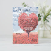 「冒険が始まる」|ピンクハートブライダルシャワー 招待状 (スタンド正面)
