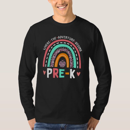 冒険が始まる プレK レインボー バックトゥーS Tシャツ (正面)