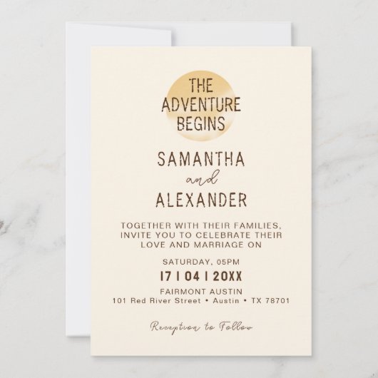 冒険が始まる |ランドスケープ結婚山 招待状 (裏面)