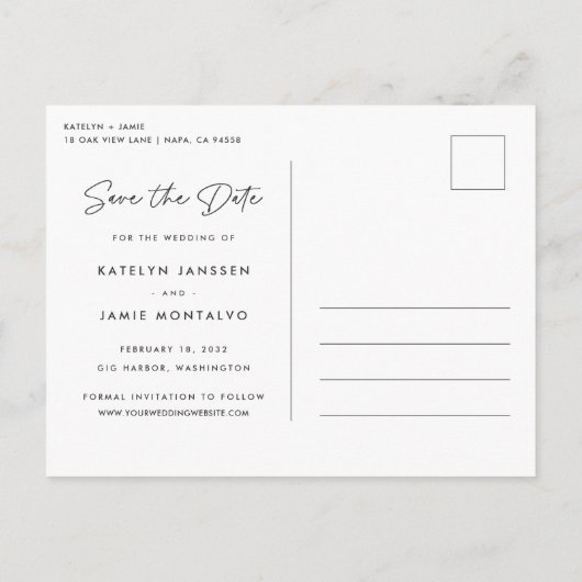 冒険が始まる |写真数々の日付の保存 案内ポストカード (裏面)