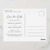 冒険が始まる |写真数々の日付の保存 箔招待状ポストカード (裏面)