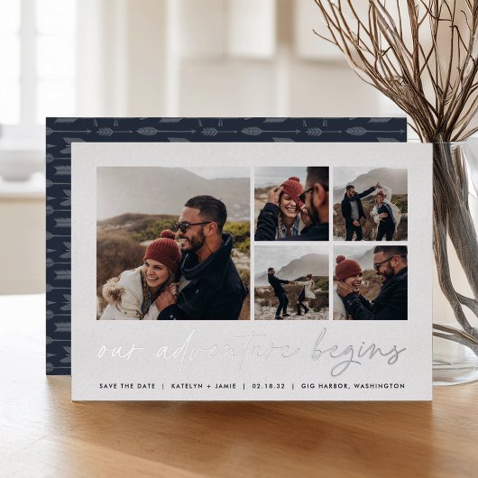 冒険が始まる |写真数々の日付の保存 箔招待状