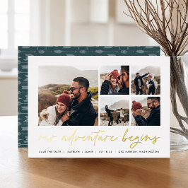 冒険が始まる |写真数々の日付の保存 箔招待状