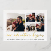 冒険が始まる |写真数々の日付の保存 箔招待状 (正面)