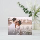 冒険が始まる |結婚の写真を保存 ポストカード (スタンド正面)