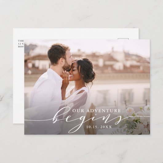 冒険が始まる |結婚の写真を保存 ポストカード (正面/裏面)