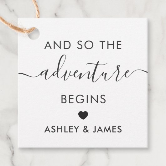 冒険が始まる、結婚の歓迎ラベル、クラフト フェイバータグ (正面)