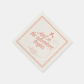 冒険が始まる |行き先の結婚式 – ピンク スタンダードカクテルナプキン (角)