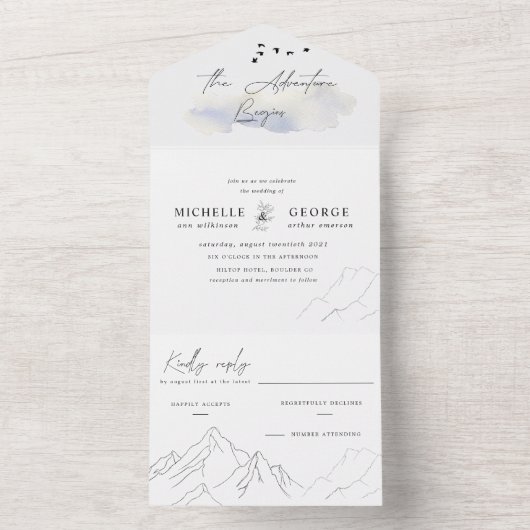 冒険が始ま結婚る(ENVは不要) オールインワン招待状 (内側)