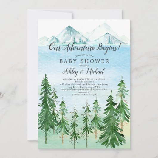 冒険が少年の赤ちゃんシャワーを始める 招待状 (正面)