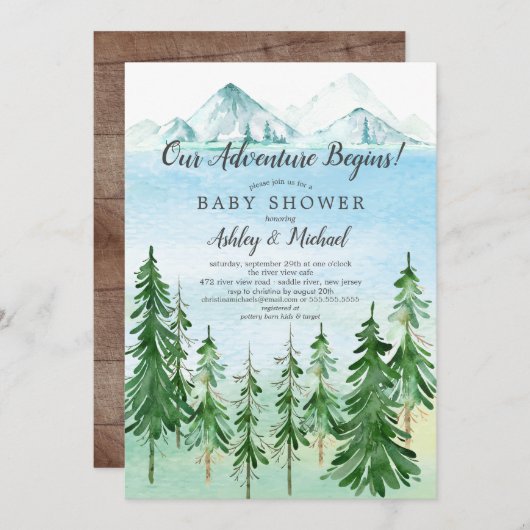 冒険が少年の赤ちゃんシャワーを始める 招待状 (正面/裏面)