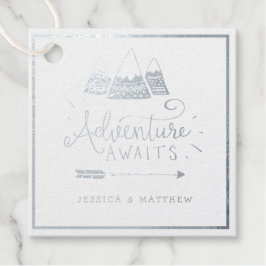 「冒険が待ち受けている」冒険をテーマにした赤ちゃんシャワー フェイバータグ