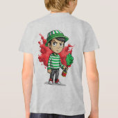 「冒険が待ち受ける小僧のおもちゃをテーマにしたTシャツ」 トライブレンドTシャツ (裏面)