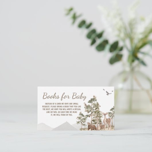 冒険が待ち受ける森林の動物の本ベビー エンクロージャーカード (スタンド正面)