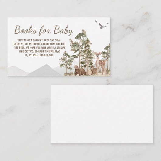 冒険が待ち受ける森林の動物の本ベビー エンクロージャーカード (正面/裏面)