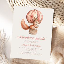 冒険が待ち望むかわいいリス気球ベイビーシャワー ポストカード