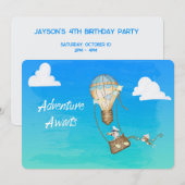 冒険が待っています かわいい動物 オーダーメイド招待状 招待状 (正面/裏面)