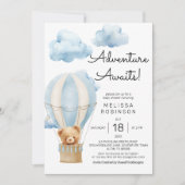 冒険が待っているテディベア男の赤ちゃんシャワー 招待状 (正面)