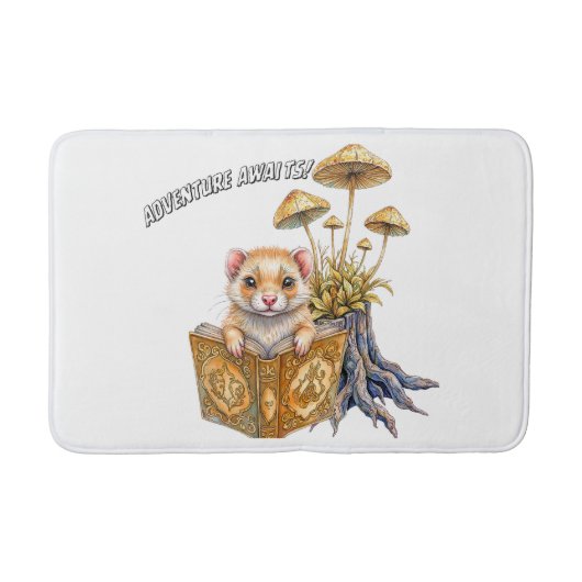 冒険が待っているネズミの本を読むバスマット バスマット (正面)
