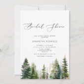 冒険が待っている常緑のウッドランドブライダルシャワー 招待状 (正面)