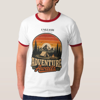 冒険が待っている アウトドア・ネイチャーTシャツ Tシャツ