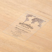 冒険が待っている グリッター世界地図 退職 アクリル招待状 (レイダウン)