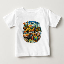 冒険が待っている トラベル コラージュ ヴィンテージ バケーション ベビーTシャツ
