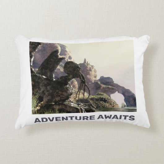 冒険が待っている。ファンタジーの風景 アクセントクッション (正面)