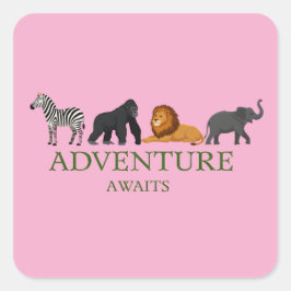 冒険が待っている - ヴィンテージ双眼鏡と山 スクエアシール