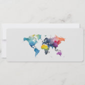 冒険が待っている 世界地図の搭乗券 シャワーを浴びて出発準備をしよう 招待状 (裏面)