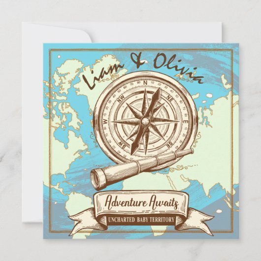 冒険が待っている 海洋| トラベル ラスティック 招待状 (正面)