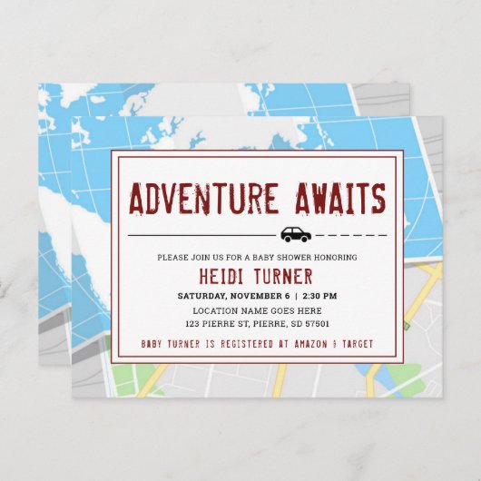 冒険が待っている  |   現代の地図 インビテーションポストカード (正面/裏面)