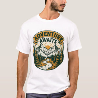 冒険が待つヴィンテージマウンテンアウトドア Tシャツ