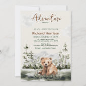 冒険が待つ水色の森のベビーシャワー 招待状 (正面)