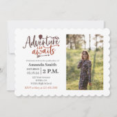 「冒険が待つ」アウトドアの卒業写真 招待状 (正面)