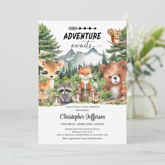 冒険が森の森の森の動物のシャワー待ち 招待状 (スタンド正面)