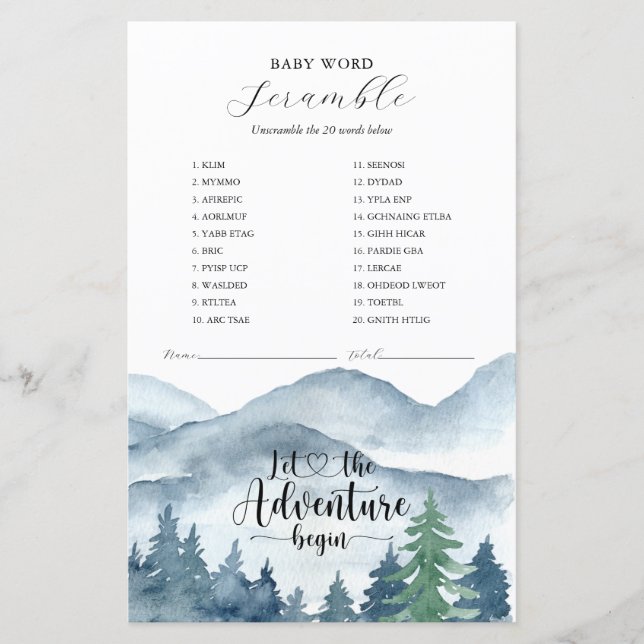 冒険が森の赤ちゃんシャワーゲームを開始 (正面)