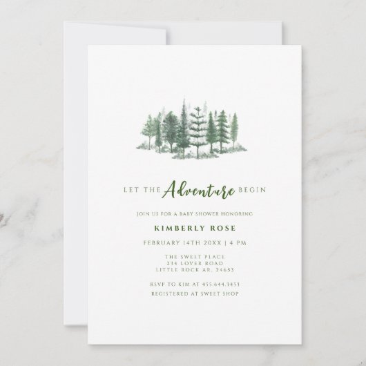 冒険が森の赤ん素朴坊のシャワーを始める 招待状 (正面)