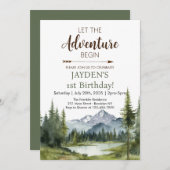 冒険が森を始め素朴る1回目の誕生日 招待状 (正面/裏面)