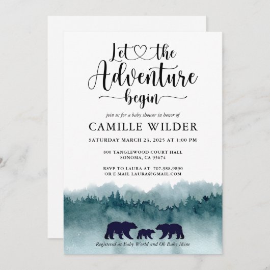 冒険が水の色を始める山々はInvitaを負担 招待状 (正面/裏面)