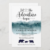 冒険が水の色を始める山々クマ家族 招待状 (正面/裏面)