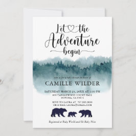 冒険が水の色を始める山々クマ家族 招待状