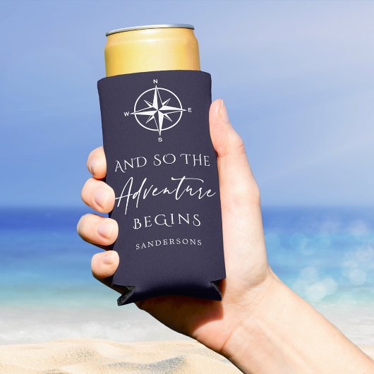 冒険が濃い青で始まるパーソナライズされた スリム缶クーラー