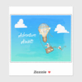 冒険が熱気球のサルの動物を待つ シール (シート)