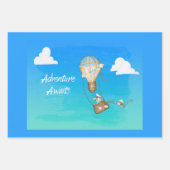 冒険が熱気球のサルの動物を待つ ラッピングペーパーシート (正面2)